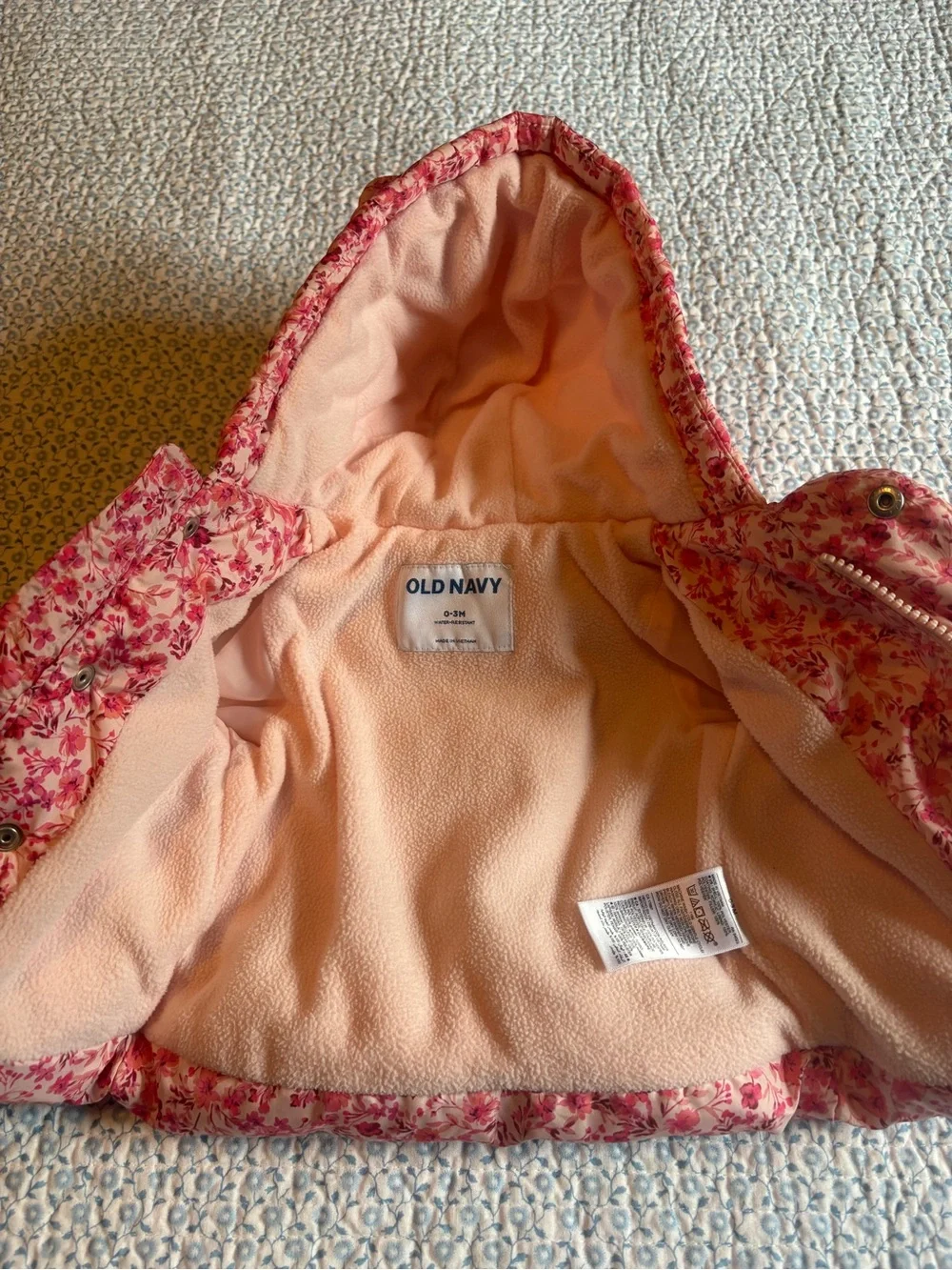 Old Navy Pink Floral Puffer Jacket